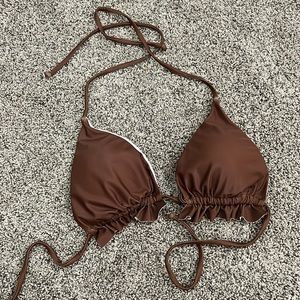 brown tie bikini top from shein size large only worn once